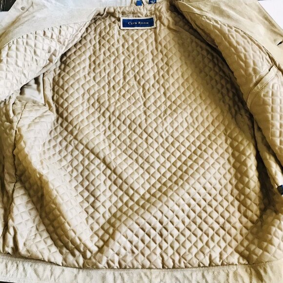 Club Room Mens XL Barn Field Chore Work Jacket Coat Tan Suede Leather Lined - Picture 5 of 11